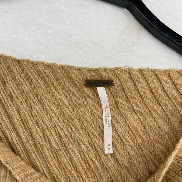 Free People Love & Harmony Sweater Womens Sz M Tan Boat Neck Ribbed Wool Blend - Picture 12 of 14